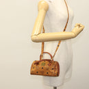 MCM Logogram Vicetos Mini Boston Bag PVC Leather 2way Brown Gold Auth 132305-21