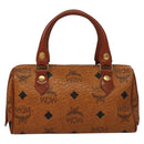 MCM Logogram Vicetos Mini Boston Bag PVC Leather 2way Brown Gold Auth 132305-2