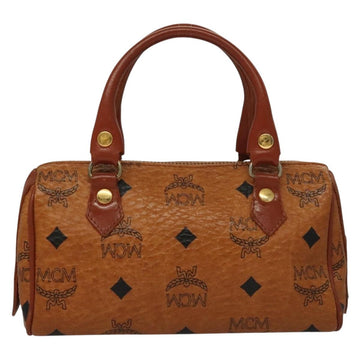MCM Logogram Vicetos Mini Boston Bag PVC Leather 2way Brown Gold Auth 132305 - 0