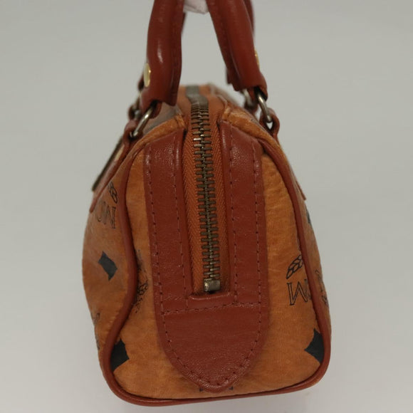 MCM Logogram Vicetos Mini Boston Bag PVC Leather 2way Brown Gold Auth 132305