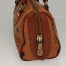 MCM Logogram Vicetos Mini Boston Bag PVC Leather 2way Brown Gold Auth 132305-4