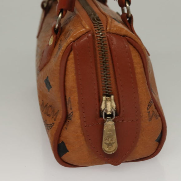 MCM Logogram Vicetos Mini Boston Bag PVC Leather 2way Brown Gold Auth 132305