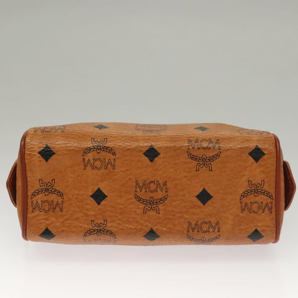 MCM Logogram Vicetos Mini Boston Bag PVC Leather 2way Brown Gold Auth 132305