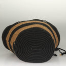 BURBERRY Blue Label Tote Bag Straw Gold Black Auth 132307-5