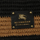 BURBERRY Blue Label Tote Bag Straw Gold Black Auth 132307-17