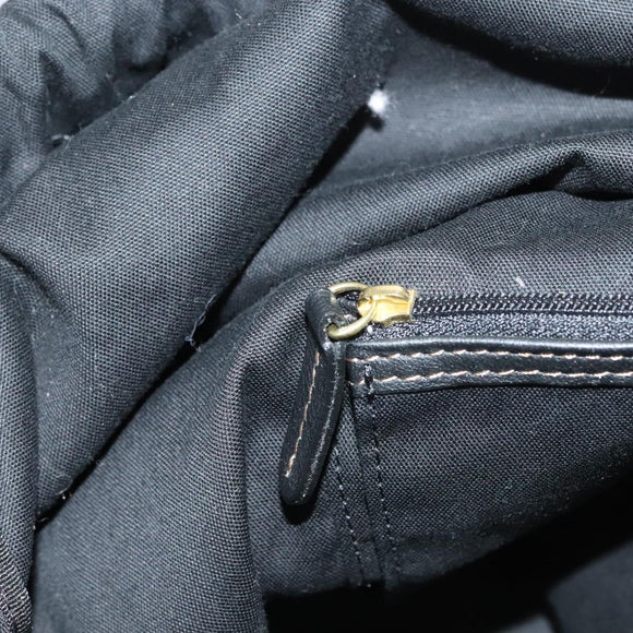 BURBERRY Blue Label Tote Bag Straw Gold Black Auth 132307