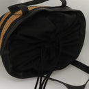BURBERRY Blue Label Tote Bag Straw Gold Black Auth 132307-6