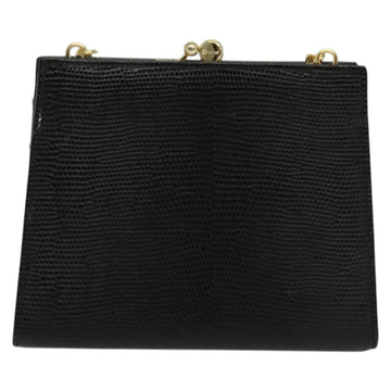 Salvatore Ferragamo Vala Chain Shoulder Bag Leather Embossed Black Auth 132311 - 0