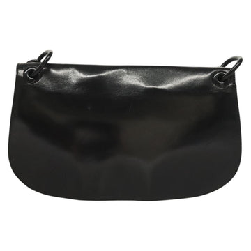 PRADA Chain Shoulder Bag Leather Black Auth 132369 - 0