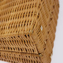 Salvatore Ferragamo Gancini Hand Bag Wicker Beige Gold Auth 132381A-15