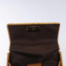 Salvatore Ferragamo Gancini Hand Bag Wicker Beige Gold Auth 132381A-10