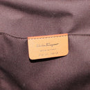 Salvatore Ferragamo Gancini Hand Bag Wicker Beige Gold Auth 132381A-12