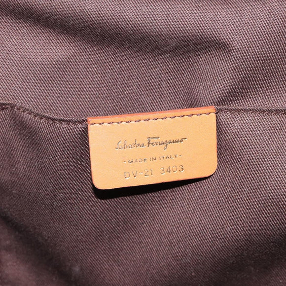 Salvatore Ferragamo Gancini Hand Bag Wicker Beige Gold Auth 132381A