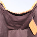 Salvatore Ferragamo Gancini Hand Bag Wicker Beige Gold Auth 132381A-20