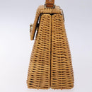 Salvatore Ferragamo Gancini Hand Bag Wicker Beige Gold Auth 132381A-3