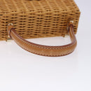 Salvatore Ferragamo Gancini Hand Bag Wicker Beige Gold Auth 132381A-7