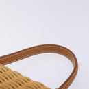 Salvatore Ferragamo Gancini Hand Bag Wicker Beige Gold Auth 132381A-14
