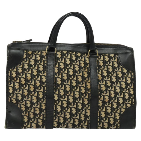 Christian Dior Trotter Canvas Hand Bag Navy Gold Auth 132382