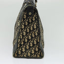 Christian Dior Trotter Canvas Hand Bag Navy Gold Auth 132382-3