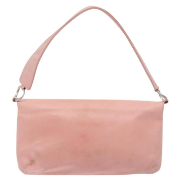 CHANEL Choco Bar Shoulder Bag Suede Pink Silver CC Auth 132385 - 0