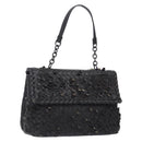 BOTTEGA VENETA INTRECCIATO Shoulder Bag Leather Black Auth 132398-1
