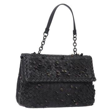 BOTTEGA VENETA INTRECCIATO Shoulder Bag Leather Black Auth 132398