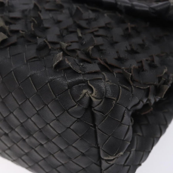 BOTTEGA VENETA INTRECCIATO Shoulder Bag Leather Black Auth 132398