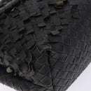 BOTTEGA VENETA INTRECCIATO Shoulder Bag Leather Black Auth 132398-14