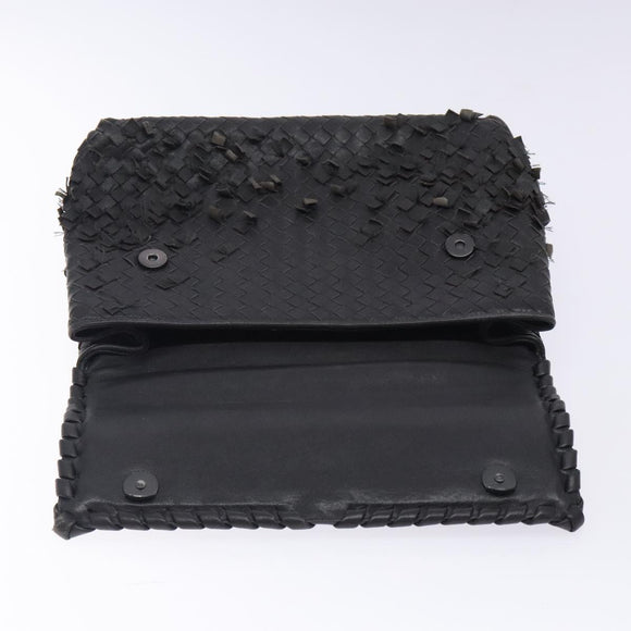 BOTTEGA VENETA INTRECCIATO Shoulder Bag Leather Black Auth 132398