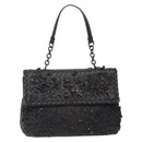 BOTTEGA VENETA INTRECCIATO Shoulder Bag Leather Black Auth 132398-13