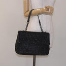 BOTTEGA VENETA INTRECCIATO Shoulder Bag Leather Black Auth 132398-22