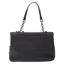 BOTTEGA VENETA INTRECCIATO Shoulder Bag Leather Black Auth 132398-2