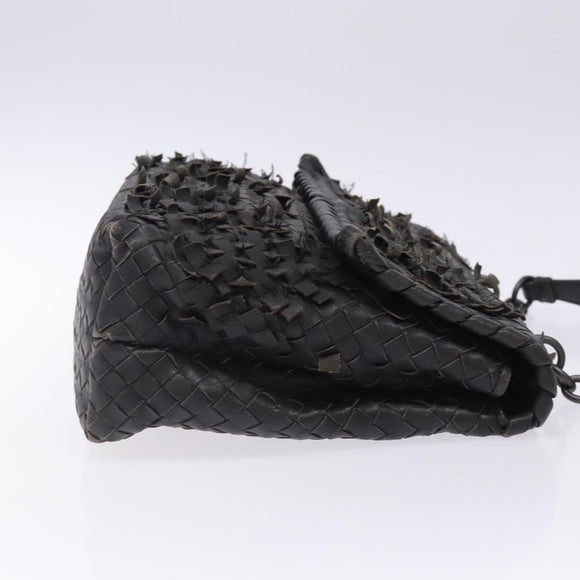 BOTTEGA VENETA INTRECCIATO Shoulder Bag Leather Black Auth 132398