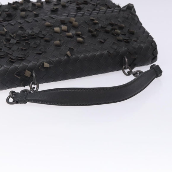 BOTTEGA VENETA INTRECCIATO Shoulder Bag Leather Black Auth 132398