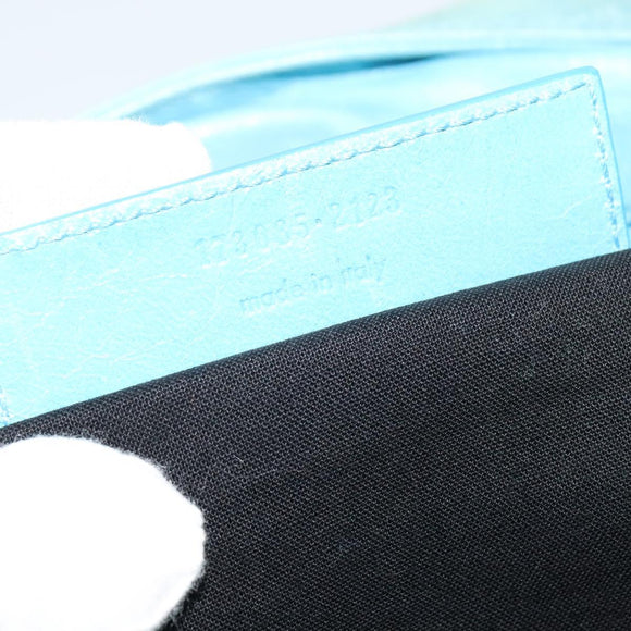 BALENCIAGA The Giant Brief Hand Bag Nylon Light Blue Silver Auth 132399