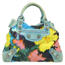 BALENCIAGA The Giant Brief Hand Bag Nylon Light Blue Silver Auth 132399-13