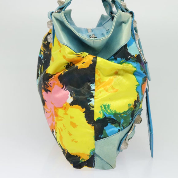 BALENCIAGA The Giant Brief Hand Bag Nylon Light Blue Silver Auth 132399