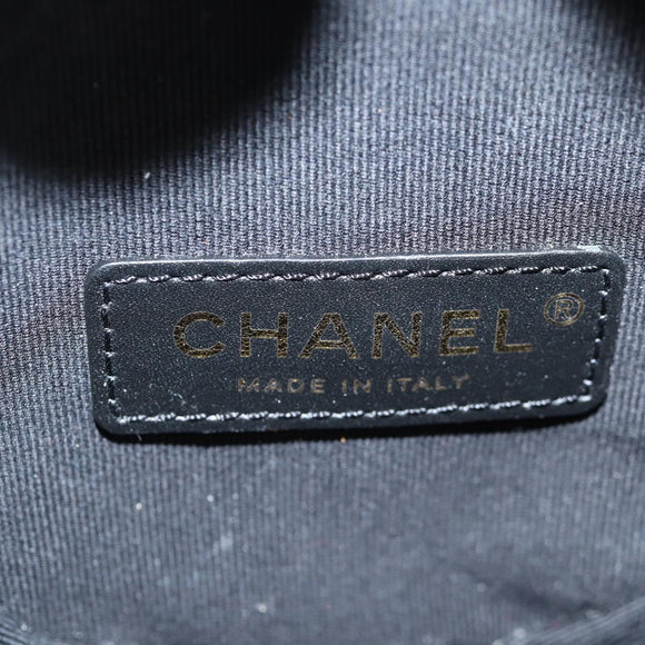 CHANEL Chain Shoulder Bag Enamel Gold Black CC Auth 132401M