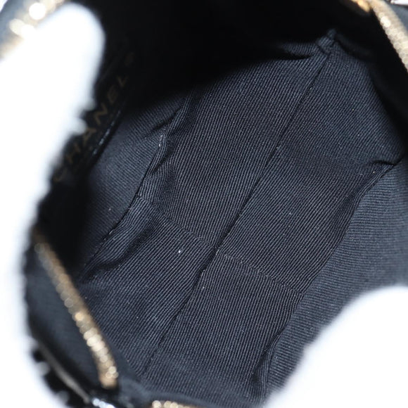 CHANEL Chain Shoulder Bag Enamel Gold Black CC Auth 132401M