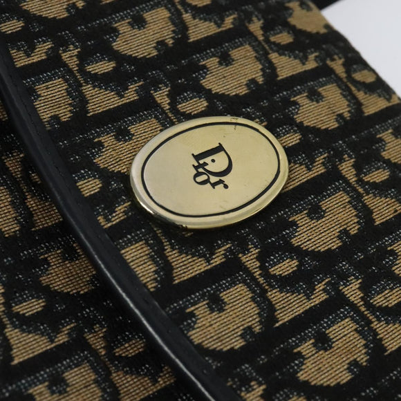 Christian Dior Trotter Canvas Hand Bag Navy Gold Auth 132402