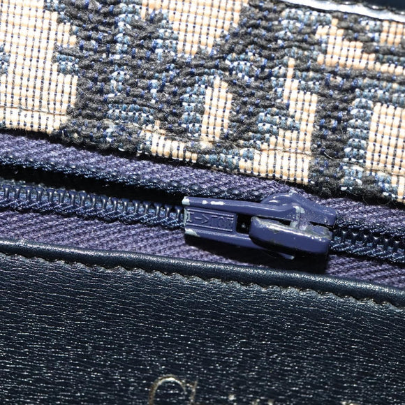 Christian Dior Trotter Canvas Hand Bag Navy Gold Auth 132402
