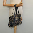 Christian Dior Trotter Canvas Hand Bag Navy Gold Auth 132402-23