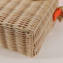 Christian Dior Shoulder Bag Raffia Orange Beige Auth 132405M-18