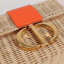 Christian Dior Shoulder Bag Raffia Orange Beige Auth 132405M-19