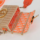 Christian Dior Shoulder Bag Raffia Orange Beige Auth 132405M-9