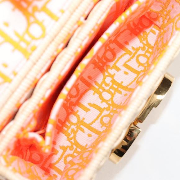 Christian Dior Shoulder Bag Raffia Orange Beige Auth 132405M