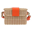 Christian Dior Shoulder Bag Raffia Orange Beige Auth 132405M-2