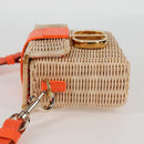 Christian Dior Shoulder Bag Raffia Orange Beige Auth 132405M-3