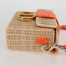 Christian Dior Shoulder Bag Raffia Orange Beige Auth 132405M-4