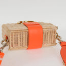 Christian Dior Shoulder Bag Raffia Orange Beige Auth 132405M-6